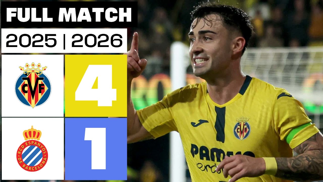 Villarreal CF 4 - 1 RCD Espanyol 2025/26 PARTIDO COMPLETO